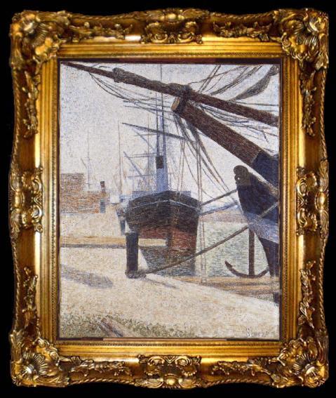 framed  Georges Seurat The Harbour at Honfleur, ta009-2